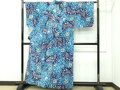 平和屋着物∴極上 夏物 浴衣 有松鳴海絞り 舞蝶文 綿 逸品 CZAA4014s5