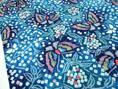 平和屋着物∴極上 夏物 浴衣 有松鳴海絞り 舞蝶文 綿 逸品 CZAA4014s5