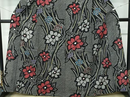 平和屋着物∴極上 夏物 浴衣 有松鳴海絞り 草花文 黒地 綿 逸品 CZAA4015s5