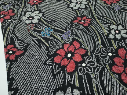 平和屋着物∴極上 夏物 浴衣 有松鳴海絞り 草花文 黒地 綿 逸品 CZAA4015s5