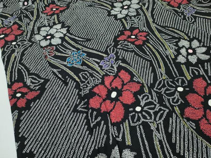 平和屋着物∴極上 夏物 浴衣 有松鳴海絞り 草花文 黒地 綿 逸品 CZAA4015s5