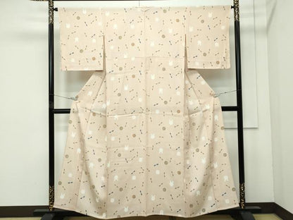 平和屋本店＊極上 夏物 人形作家・ホリヒロシ 小紋 絽 花兎 薄香色地 逸品 未使用 CZAA4016s5