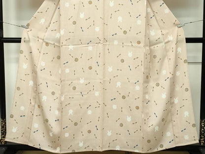 平和屋本店＊極上 夏物 人形作家・ホリヒロシ 小紋 絽 花兎 薄香色地 逸品 未使用 CZAA4016s5