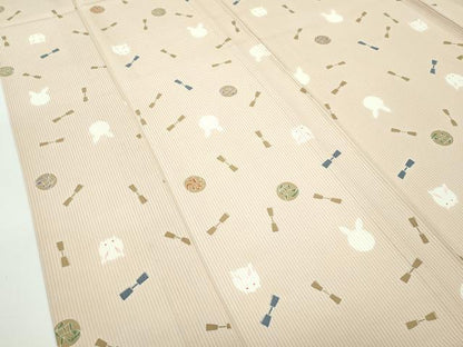 平和屋本店＊極上 夏物 人形作家・ホリヒロシ 小紋 絽 花兎 薄香色地 逸品 未使用 CZAA4016s5