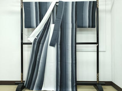 平和屋着物＊極上　夏物　小紋　縦絽　間道　暈し染め　逸品　CZAA5783s6