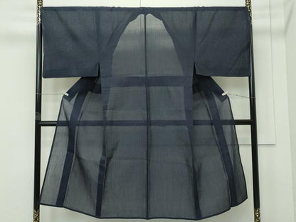 平和屋着物＊極上 男性 夏物 本場小千谷ちぢみ 色無地 藍鉄色 麻 逸品 CZAA4029s5
