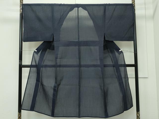 平和屋着物＊極上 男性 夏物 本場小千谷ちぢみ 色無地 藍鉄色 麻 逸品 CZAA4029s5