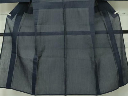 平和屋着物＊極上 男性 夏物 本場小千谷ちぢみ 色無地 藍鉄色 麻 逸品 CZAA4029s5