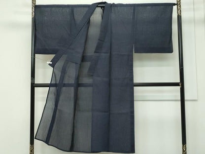 平和屋着物＊極上 男性 夏物 本場小千谷ちぢみ 色無地 藍鉄色 麻 逸品 CZAA4029s5