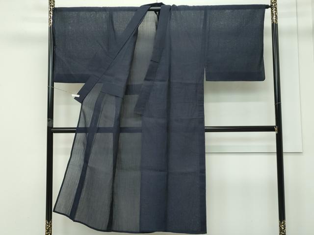 平和屋着物＊極上 男性 夏物 本場小千谷ちぢみ 色無地 藍鉄色 麻 逸品 CZAA4029s5
