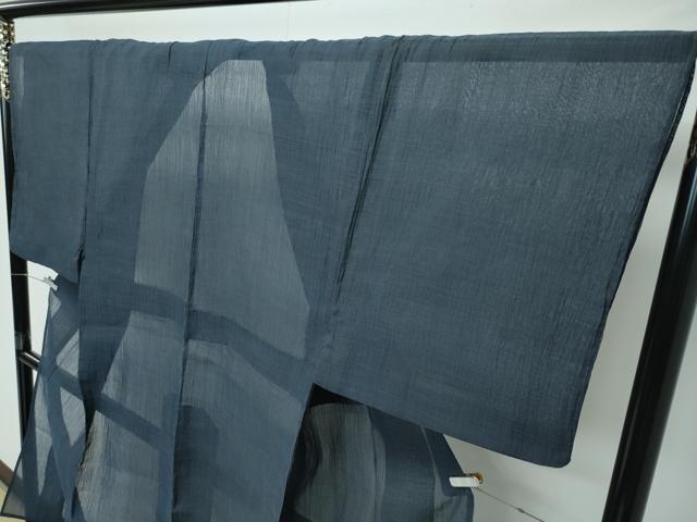 平和屋着物＊極上 男性 夏物 本場小千谷ちぢみ 色無地 錆鉄御納戸色 麻 逸品 CZAA4030s5