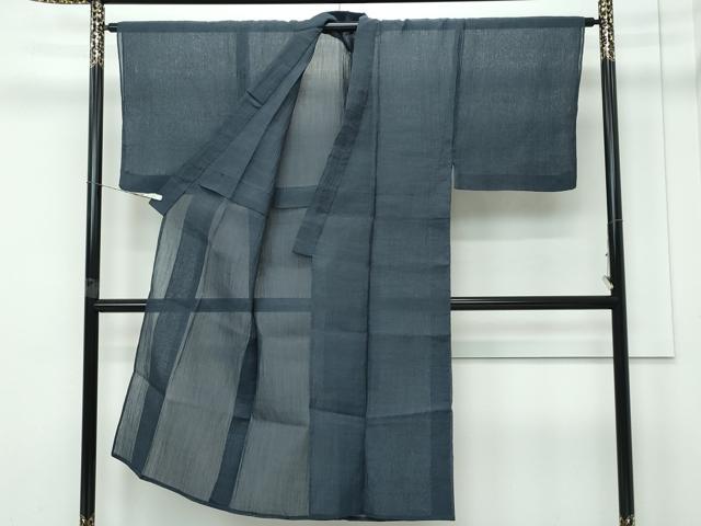 平和屋着物＊極上 男性 夏物 本場小千谷ちぢみ 色無地 錆鉄御納戸色 麻 逸品 CZAA4030s5