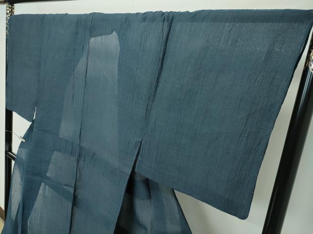 平和屋着物＊極上 男性 夏物 本場小千谷ちぢみ 色無地 錆鼠色 麻 逸品 CZAA4031s5