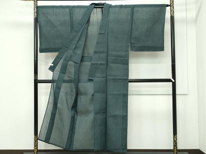 平和屋着物■極上　男性　夏物　本場小千谷ちぢみ　格子柄　麻　逸品　未使用　CZAA4032s5