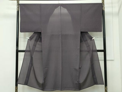 平和屋着物＊極上　男性　夏物　お召　縞　黒橡色地　逸品　CZAA5781s6