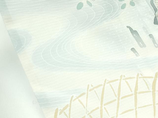 平和屋本店＊極上 夏物 訪問着 絽 駒刺繍 流水風景文 暈し染め 金銀彩 砂色地 三越扱い 逸品 未使用 CZAA4039s5