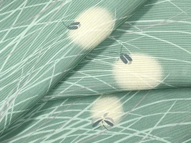 平和屋着物＊極上 夏物 小紋 絽 蛍暈し 蛍芝草文 老竹色地 逸品 CZAA4042s5
