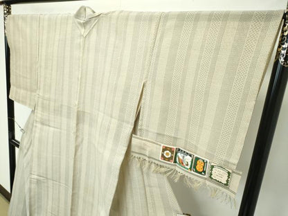 平和屋本店＊極上 夏物 本塩沢 夏塩沢 間道 証紙付き 逸品 未使用 CZAA4046s5