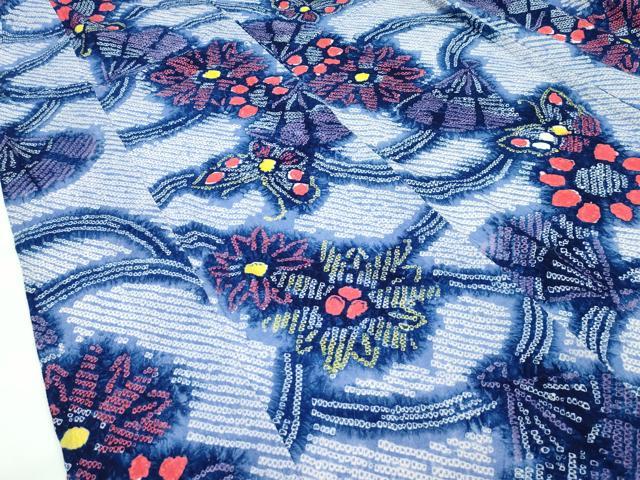 平和屋着物∴極上 夏物 浴衣 有松鳴海絞り 花蝶扇文 綿 逸品 CZAA4053s5