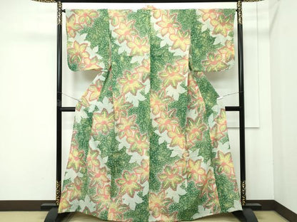 平和屋着物■極上　夏物　浴衣　有松鳴海絞り　舞花文　綿　逸品　CZAA4055s5
