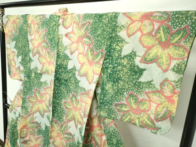 平和屋着物■極上　夏物　浴衣　有松鳴海絞り　舞花文　綿　逸品　CZAA4055s5
