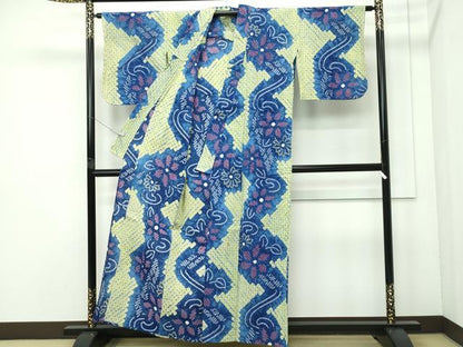 平和屋着物∴極上 夏物 浴衣 有松鳴海絞り 流水花文 綿 逸品 CZAA4056s5