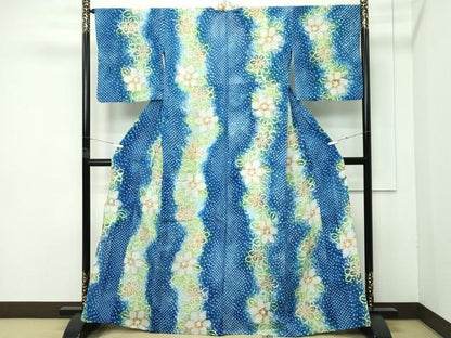 平和屋着物∴極上 夏物 浴衣 有松鳴海絞り 花繋ぎ 綿 逸品 未使用 CZAA4057s5