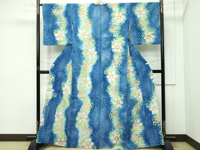 平和屋着物∴極上 夏物 浴衣 有松鳴海絞り 花繋ぎ 綿 逸品 未使用 CZAA4057s5