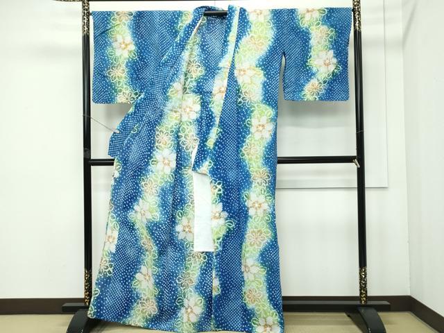 平和屋着物∴極上 夏物 浴衣 有松鳴海絞り 花繋ぎ 綿 逸品 未使用 CZAA4057s5