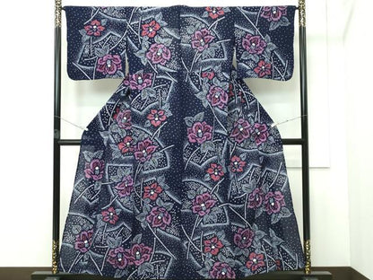 平和屋着物∴極上 夏物 浴衣 有松鳴海絞り 地紙花文 綿 逸品 未使用 CZAA4058s5