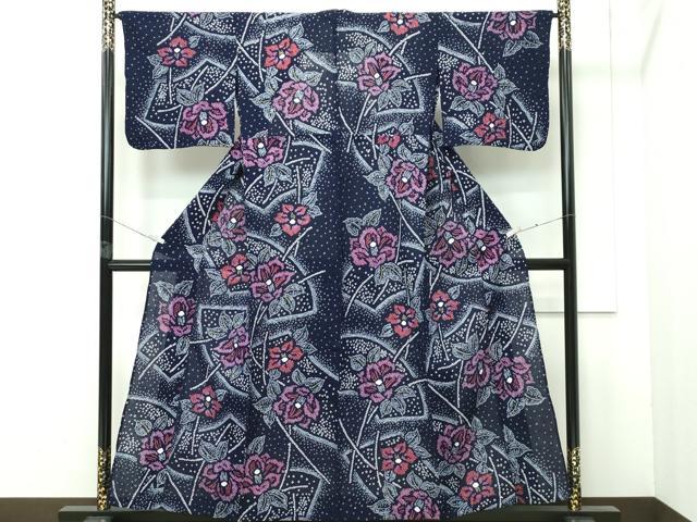 平和屋着物∴極上 夏物 浴衣 有松鳴海絞り 地紙花文 綿 逸品 未使用 CZAA4058s5