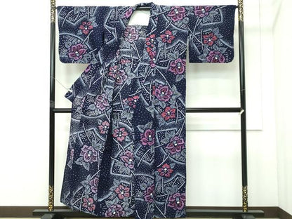 平和屋着物∴極上 夏物 浴衣 有松鳴海絞り 地紙花文 綿 逸品 未使用 CZAA4058s5