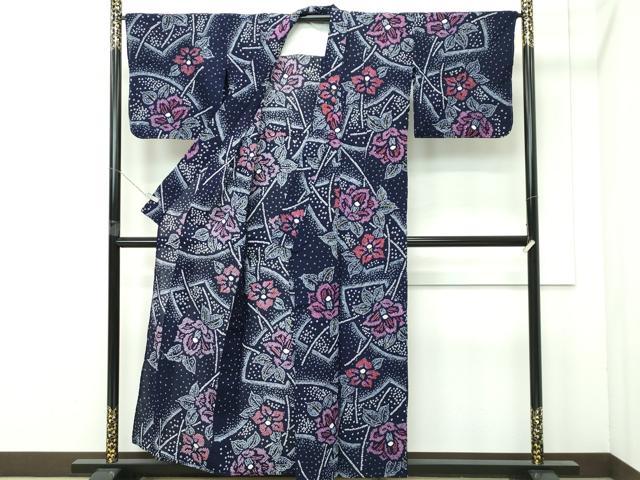 平和屋着物∴極上 夏物 浴衣 有松鳴海絞り 地紙花文 綿 逸品 未使用 CZAA4058s5