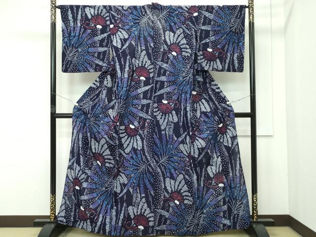 平和屋着物∴極上 夏物 浴衣 有松鳴海絞り 花蝶文 綿 逸品 CZAA4059s5