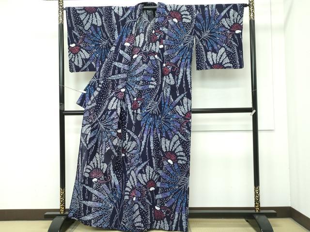 平和屋着物∴極上 夏物 浴衣 有松鳴海絞り 花蝶文 綿 逸品 CZAA4059s5
