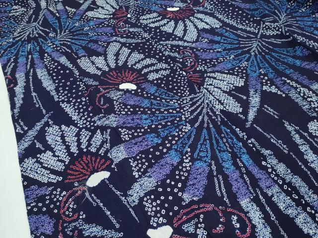 平和屋着物∴極上 夏物 浴衣 有松鳴海絞り 花蝶文 綿 逸品 CZAA4059s5