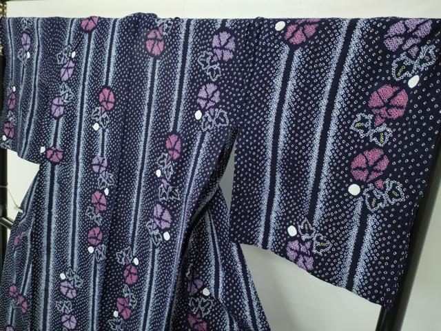 平和屋着物∴極上 夏物 浴衣 有松鳴海絞り 朝顔 綿 逸品 CZAA4060s5