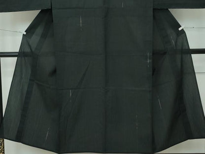 平和屋本店■極上　男性　綿薩摩　木綿　キングサイズ　さつま絣　黒地　証紙付き　逸品　未使用　CZAA4061s5