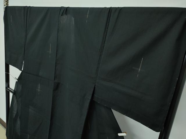 平和屋本店■極上　男性　綿薩摩　木綿　キングサイズ　さつま絣　黒地　証紙付き　逸品　未使用　CZAA4061s5