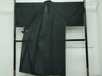 平和屋本店■極上　男性　綿薩摩　木綿　キングサイズ　さつま絣　黒地　証紙付き　逸品　未使用　CZAA4061s5