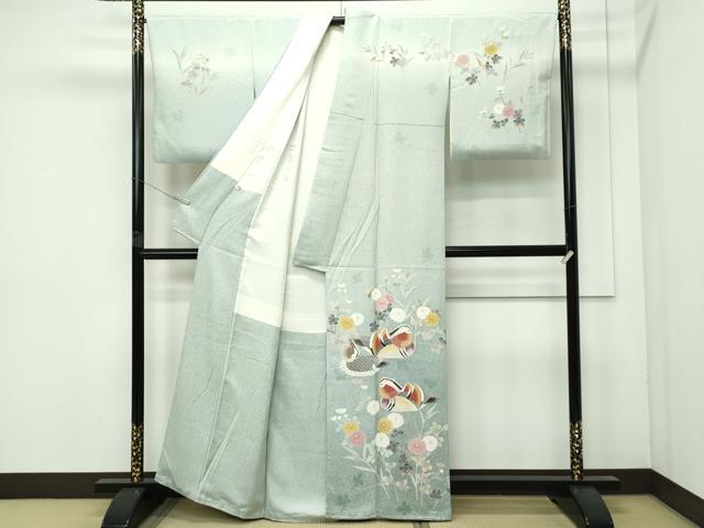 平和屋着物●極上 訪問着 作家物 友禅 鴛鴦花文 たたき染め 逸品 CZAA4065s5
