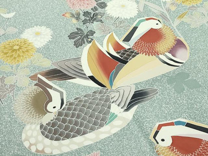 平和屋着物●極上 訪問着 作家物 友禅 鴛鴦花文 たたき染め 逸品 CZAA4065s5