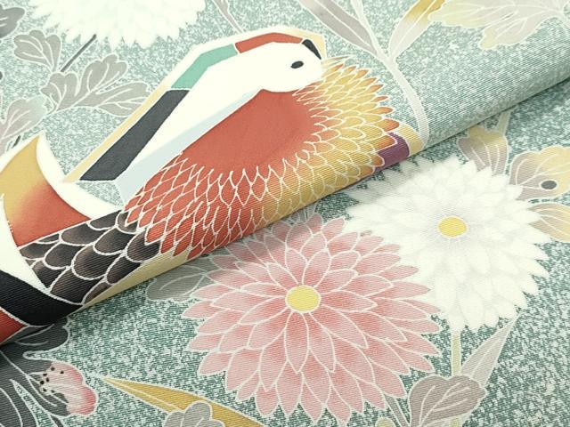 平和屋着物●極上 訪問着 作家物 友禅 鴛鴦花文 たたき染め 逸品 CZAA4065s5