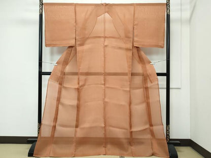 平和屋着物■極上　夏物　紗紬　色無地　渋紙色　逸品　未使用　CZAA4072s5