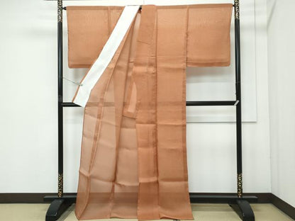 平和屋着物■極上　夏物　紗紬　色無地　渋紙色　逸品　未使用　CZAA4072s5