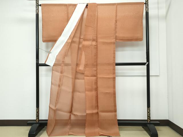 平和屋着物■極上　夏物　紗紬　色無地　渋紙色　逸品　未使用　CZAA4072s5