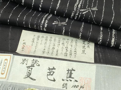 平和屋着物＊極上 夏物 絹芭蕉 夏芭蕉 伝統工芸士 白川貞夫 トンボ 黒地 十日町白新染織謹製 証紙付き 逸品 未使用 CZAA4073s5