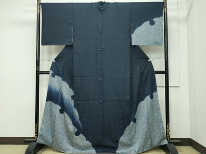 平和屋着物●極上 訪問着 絞り 雪輪文様 藍鉄色地 まるやま扱い 逸品 未使用 CZAA4075s5