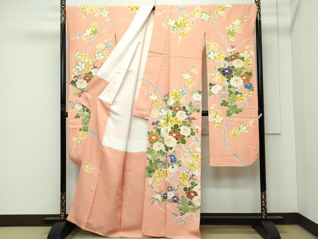 平和屋本店●極上　創業460年・千總　振袖　駒刺繍　籬草花文　金彩　深支子色地　三越扱い　逸品　CZAA5728s6