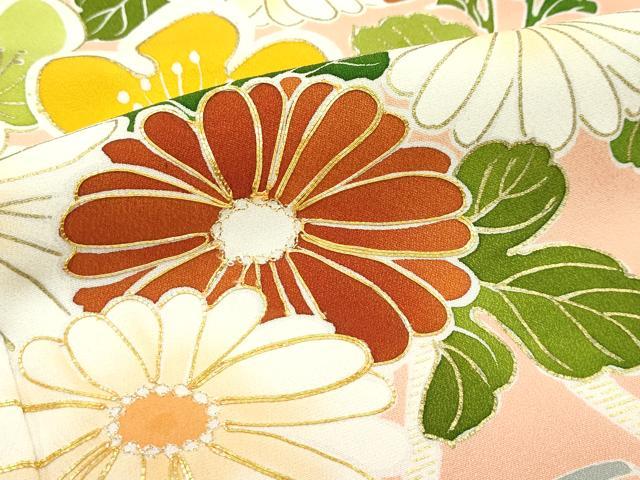 平和屋本店●極上　創業460年・千總　振袖　駒刺繍　籬草花文　金彩　深支子色地　三越扱い　逸品　CZAA5728s6